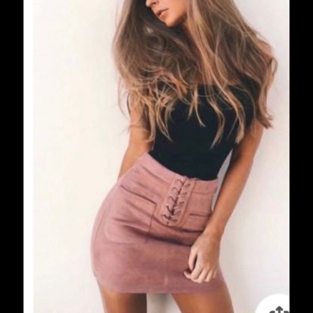 Suede lace-up skirt 